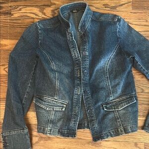 Mossimo Supply Co Blue Jean Jacket with Tailored Fit and Cropped Design
